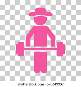 Gentleman Power Lifting icon. Vector illustration style is flat iconic symbol, pink color, transparent background. Designed for web and software interfaces.