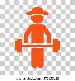 Gentleman Power Lifting icon. Vector illustration style is flat iconic symbol, orange color, transparent background. Designed for web and software interfaces.