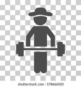 Gentleman Power Lifting icon. Vector illustration style is flat iconic symbol, gray color, transparent background. Designed for web and software interfaces.