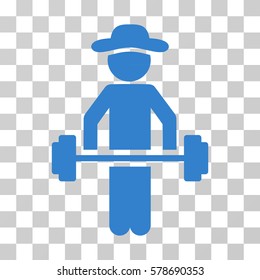 Gentleman Power Lifting icon. Vector illustration style is flat iconic symbol, cobalt color, transparent background. Designed for web and software interfaces.