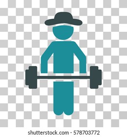 Gentleman Power Lifting icon. Vector illustration style is flat iconic bicolor symbol, soft blue colors, transparent background. Designed for web and software interfaces.