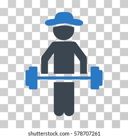 Gentleman Power Lifting icon. Vector illustration style is flat iconic bicolor symbol, smooth blue colors, transparent background. Designed for web and software interfaces.