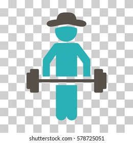 Gentleman Power Lifting icon. Vector illustration style is flat iconic bicolor symbol, grey and cyan colors, transparent background. Designed for web and software interfaces.