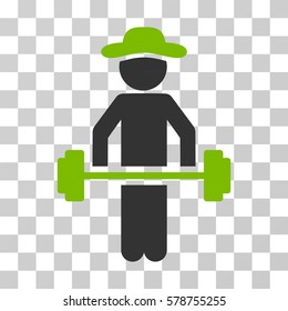 Gentleman Power Lifting icon. Vector illustration style is flat iconic bicolor symbol, eco green and gray colors, transparent background. Designed for web and software interfaces.