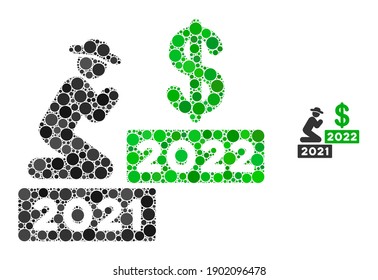 Gentleman pray dollar 2022 composition of circle elements in different sizes and color hues. Vector round elements are grouped into gentleman pray dollar 2022 composition.