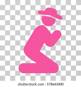 Gentleman Pray icon. Vector illustration style is flat iconic symbol, pink color, transparent background. Designed for web and software interfaces.