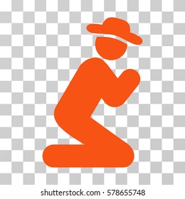 Gentleman Pray icon. Vector illustration style is flat iconic symbol, orange color, transparent background. Designed for web and software interfaces.