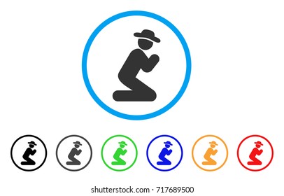 Gentleman Pray rounded icon. Style is a flat gentleman pray gray symbol inside light blue circle with black, gray, green, blue, red, orange versions. Vector designed for web and software interfaces.