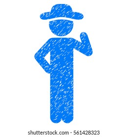 Gentleman Proposal grainy textured icon for overlay watermark stamps. Flat symbol with scratched texture. Dotted vector blue ink rubber seal stamp with grunge design on a white background.