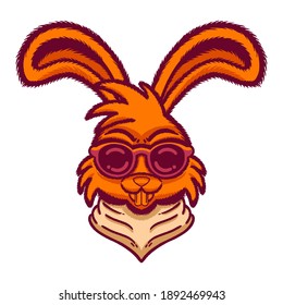 Conejo caballero con vectores de gafas de sol y diseño de camisetas