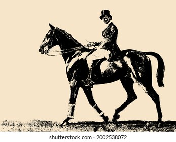 gentleman riding a horse in retro style