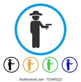 Gentleman Robber icon. Vector illustration style is a flat iconic gentleman robber gray rounded symbol inside light blue circle with black, green, blue, yellow color versions.