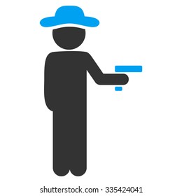 Gentleman Robber vector icon. Style is bicolor flat symbol, blue and gray colors, rounded angles, white background.