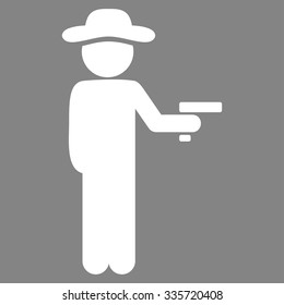 Gentleman Robber vector icon. Style is flat symbol, white color, rounded angles, gray background.