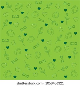 Gentleman and rose green background