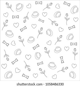 Gentleman and rose white background
