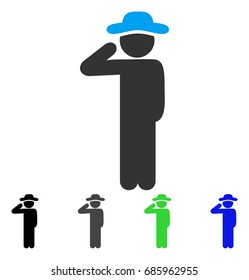 Gentleman Salute flat vector pictograph. Colored gentleman salute gray, black, blue, green pictogram variants. Flat icon style for graphic design.