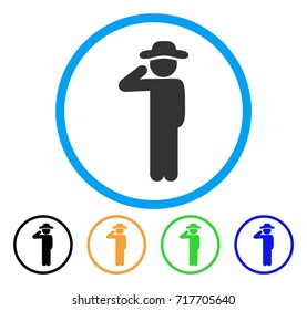 Gentleman Salute icon. Vector illustration style is a flat iconic gentleman salute gray rounded symbol inside light blue circle with black, green, blue, yellow color variants.