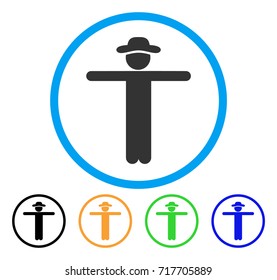Gentleman Scarescrow icon. Vector illustration style is a flat iconic gentleman scarescrow grey rounded symbol inside light blue circle with black, green, blue, yellow color versions.
