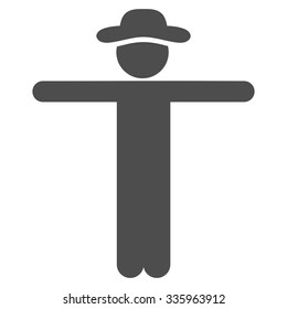 Gentleman Scarescrow vector icon. Style is flat symbol, gray color, rounded angles, white background.