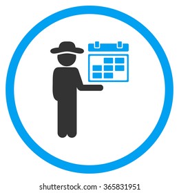 Gentleman Schedule vector icon. Style is bicolor flat circled symbol, blue and gray colors, rounded angles, white background.