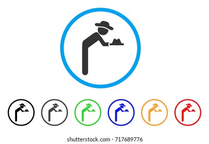 Gentleman Servant rounded icon. Style is a flat gentleman servant grey symbol inside light blue circle with black, gray, green, blue, red, orange color versions.