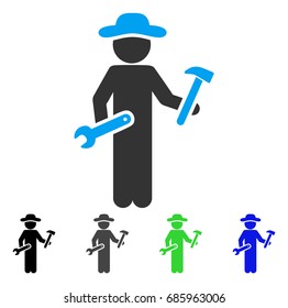Gentleman Serviceman flat vector pictogram. Colored gentleman serviceman gray, black, blue, green icon versions. Flat icon style for web design.