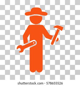 Gentleman Serviceman icon. Vector illustration style is flat iconic symbol, orange color, transparent background. Designed for web and software interfaces.