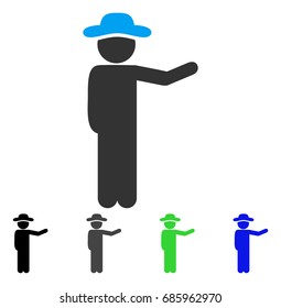 Gentleman Show flat vector pictograph. Colored gentleman show gray, black, blue, green icon versions. Flat icon style for graphic design.