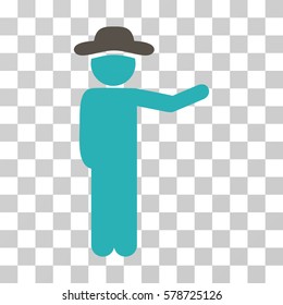 Gentleman Show icon. Vector illustration style is flat iconic bicolor symbol, grey and cyan colors, transparent background. Designed for web and software interfaces.