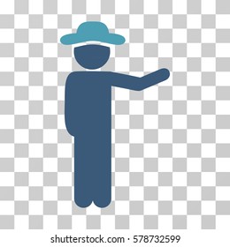 Gentleman Show icon. Vector illustration style is flat iconic bicolor symbol, cyan and blue colors, transparent background. Designed for web and software interfaces.