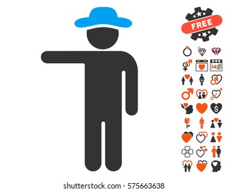 Gentleman Show pictograph with bonus love pictures. Vector illustration style is flat iconic symbols for web design, app user interfaces.