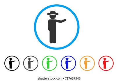 Gentleman Show rounded icon. Style is a flat gentleman show grey symbol inside light blue circle with black, gray, green, blue, red, orange versions. Vector designed for web and software interfaces.