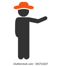 Gentleman Show vector icon. Style is bicolor flat symbol, orange and gray colors, rounded angles, white background.