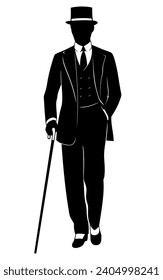 Gentleman Silhouette. Vector clipart isolated on white.