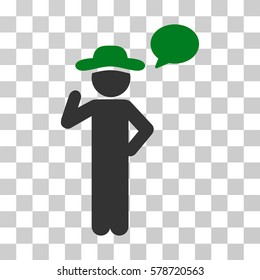 Gentleman Speech icon. Vector illustration style is flat iconic bicolor symbol, green and gray colors, transparent background. Designed for web and software interfaces.