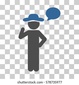 Gentleman Speech icon. Vector illustration style is flat iconic bicolor symbol, cobalt and gray colors, transparent background. Designed for web and software interfaces.