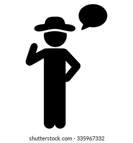 Gentleman Speech vector icon. Style is flat symbol, black color, rounded angles, white background.