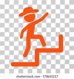 Gentleman Steps Upstairs icon. Vector illustration style is flat iconic symbol, orange color, transparent background. Designed for web and software interfaces.