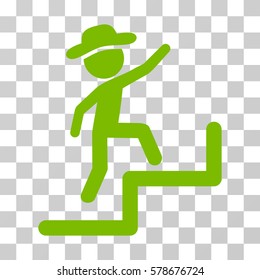 Gentleman Steps Upstairs icon. Vector illustration style is flat iconic symbol, eco green color, transparent background. Designed for web and software interfaces.