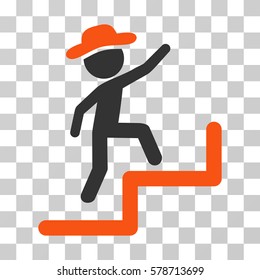 Gentleman Steps Upstairs icon. Vector illustration style is flat iconic bicolor symbol, orange and gray colors, transparent background. Designed for web and software interfaces.