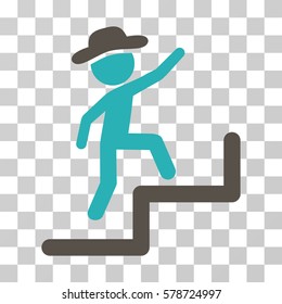 Gentleman Steps Upstairs icon. Vector illustration style is flat iconic bicolor symbol, grey and cyan colors, transparent background. Designed for web and software interfaces.
