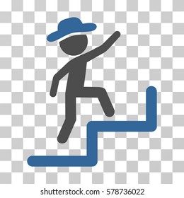 Gentleman Steps Upstairs icon. Vector illustration style is flat iconic bicolor symbol, cobalt and gray colors, transparent background. Designed for web and software interfaces.
