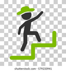 Gentleman Steps Upstairs icon. Vector illustration style is flat iconic bicolor symbol, eco green and gray colors, transparent background. Designed for web and software interfaces.