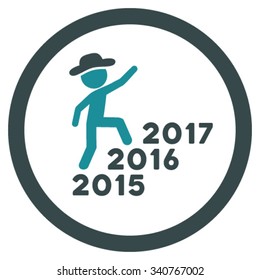Gentleman Steps Years vector icon. Style is bicolor flat circled symbol, soft blue colors, rounded angles, white background.