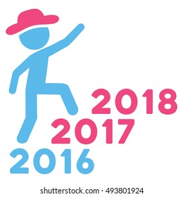 Gentleman Steps Years vector pictogram. Style is flat graphic symbol, pink and blue colors, white background.