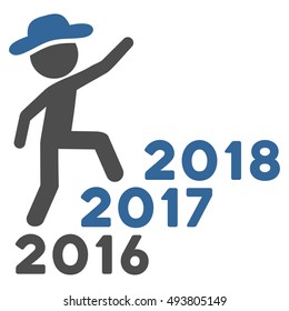 Gentleman Steps Years vector pictogram. Style is flat graphic symbol, cobalt and gray colors, white background.