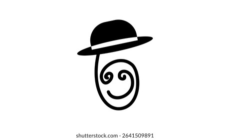 Gentleman symbol, black isolated silhouette
