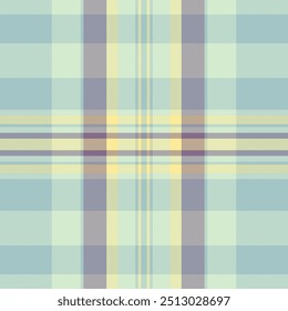 Gentleman tartan textile pattern, upscale check plaid fabric. Single seamless texture background vector in pastel and light colors.