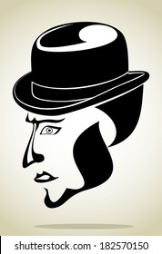 Gentleman in the top hat head, vector